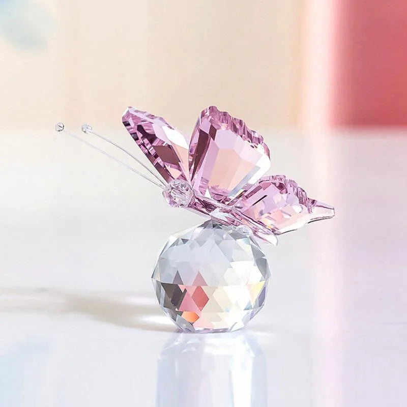 Estatueta de Borboleta de Cristal Decorativa