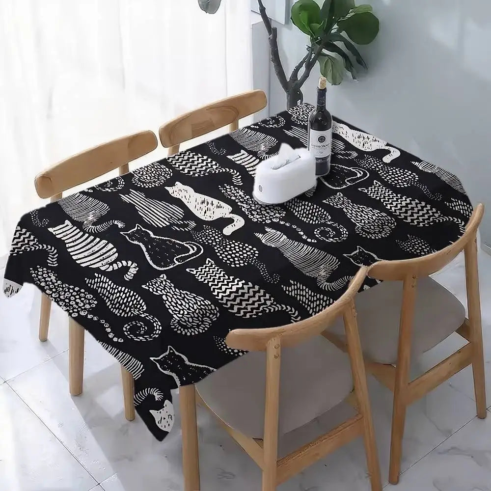 Textura gato pano de mesa retangular mancha toalha de mesa oleada mantel mesa impermeável decoração