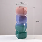 Vaso de vidro geométrico colorido, garrafa de vidro de cor gradiente, vaso de flores, terrário hidropônico, vaso de flores, decoração de casa