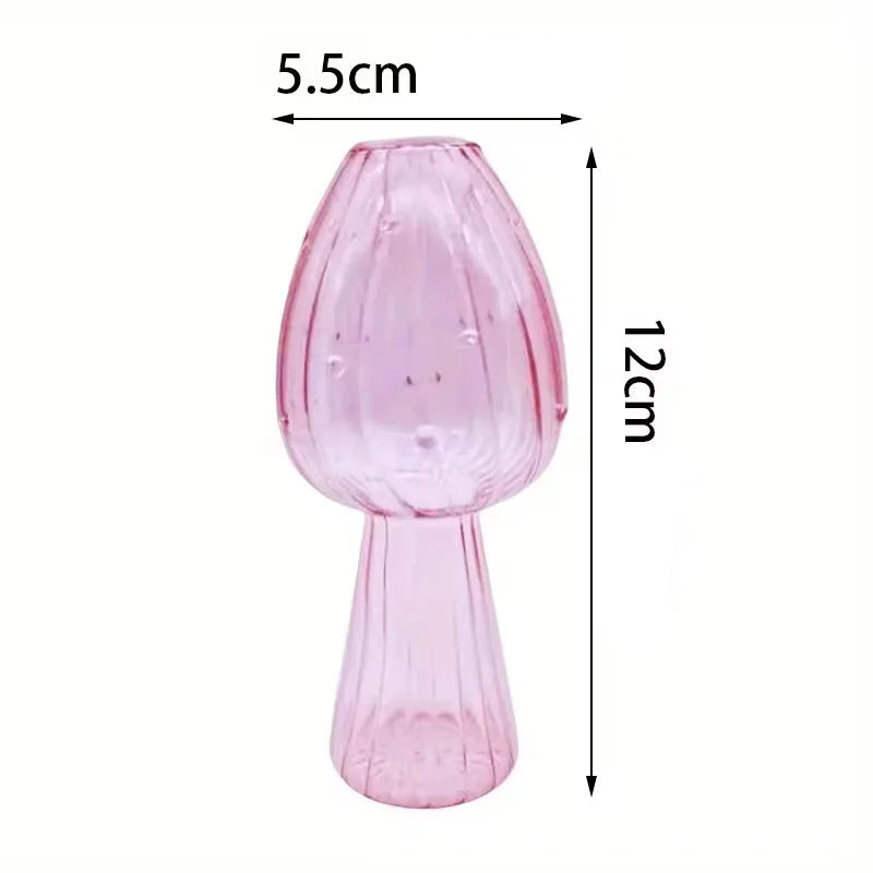 Vaso de cogumelo colorido criativo hidropônico vidro transparente aromaterapia vaso sala estar jantar desktop arte decoração