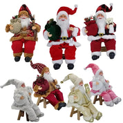 Decoração de personagem de natal pendurado decoração de árvore de natal boneca brinquedo 14 polegada sentado papai noel estátua presente