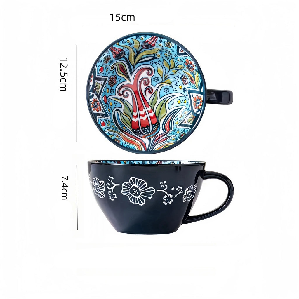Caneca de chá boêmia da manhã, caneca de café de cerâmica de 13,5 onças para colegas de família, professores, esposas, maridos, irmãs, irmãos engraçados
