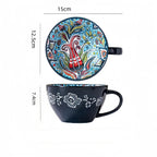 Caneca de chá boêmia da manhã, caneca de café de cerâmica de 13,5 onças para colegas de família, professores, esposas, maridos, irmãs, irmãos engraçados