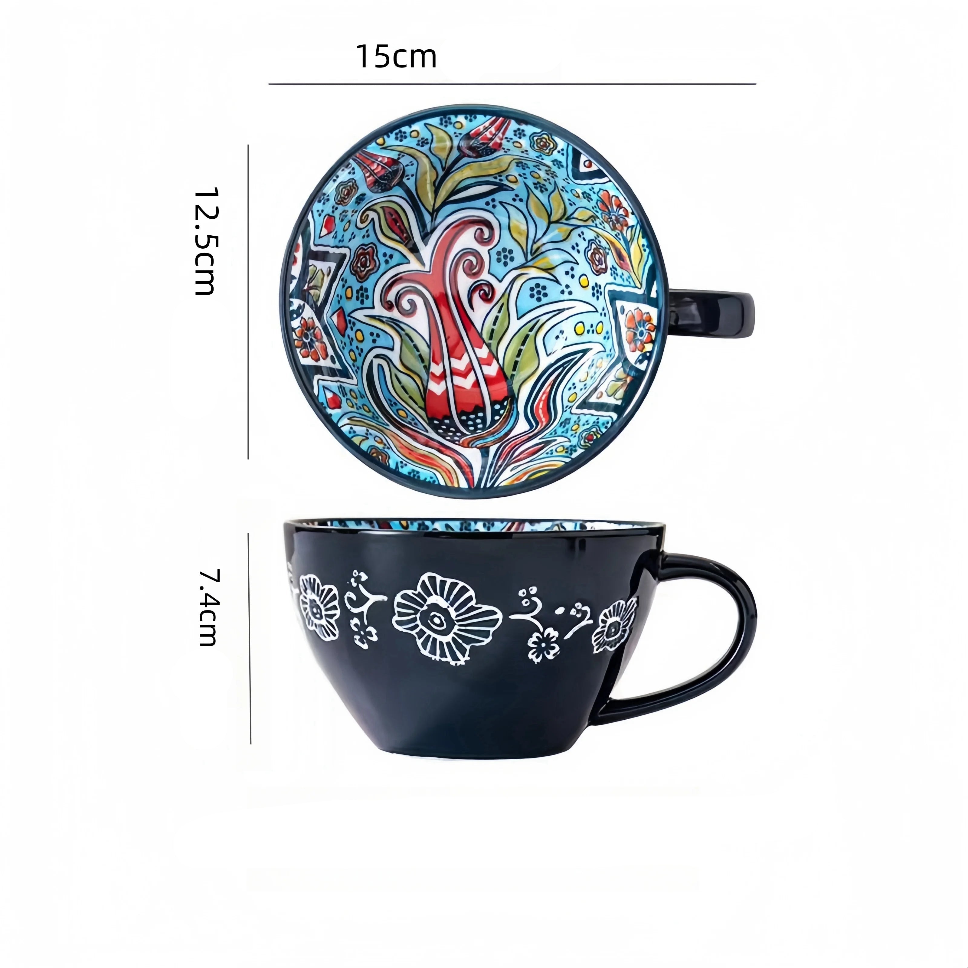 Caneca de chá boêmia da manhã, caneca de café de cerâmica de 13,5 onças para colegas de família, professores, esposas, maridos, irmãs, irmãos engraçados