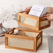 Caixa Organizadora de Madeira e Rattan