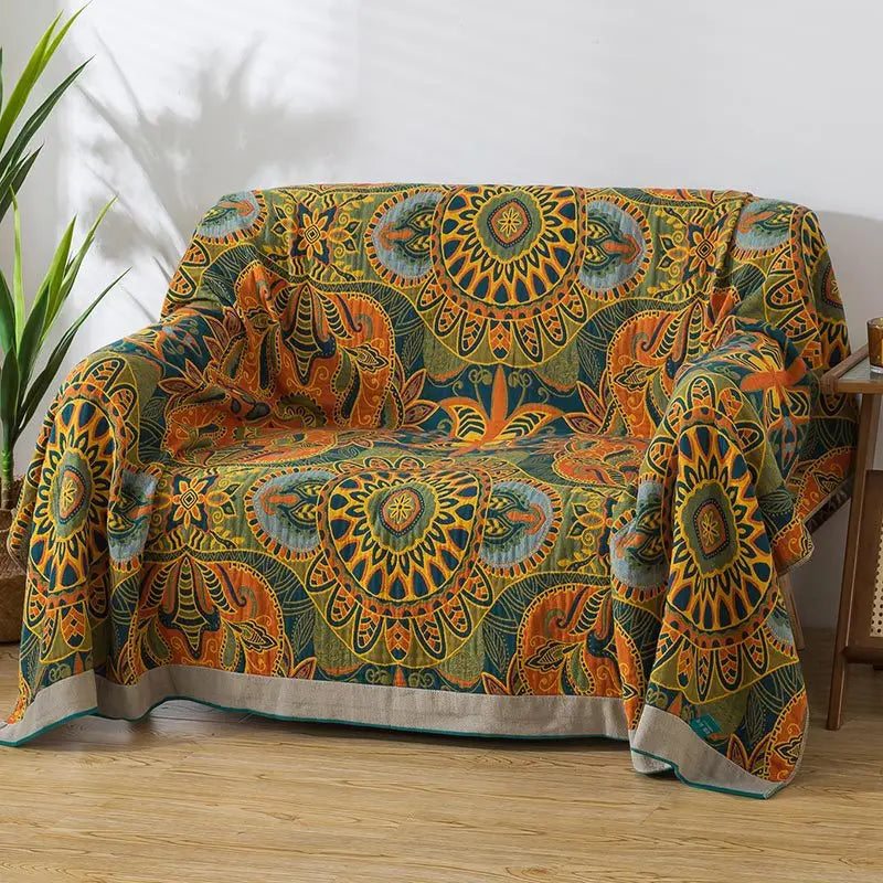 Colcha dupla de algodão puro gaze toalha colcha multifuncional cobertor verão ar condicionado refrigeração colcha boho capa de sofá
