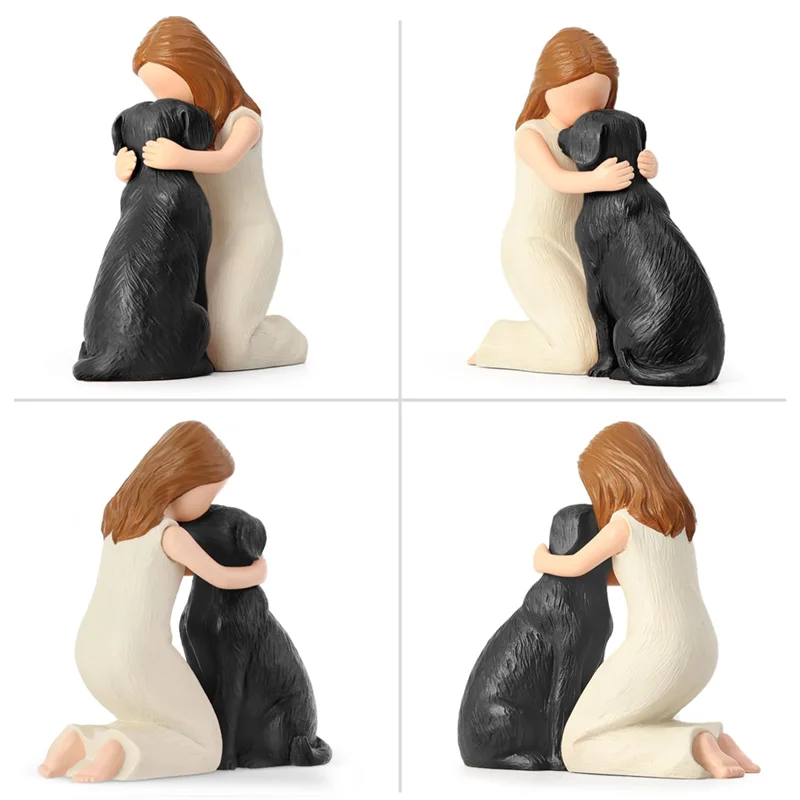 A25F-Amo estátuas de estatuetas de meu cachorro, presentes de lembrança de amizade de anjo de cachorro, figuras esculpidas pintadas à mão para amantes de cães