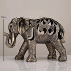 Vilead oco elefante estátua estilo retro escultura acessórios de decoração para casa sala estar estante decoração interior objeto presente