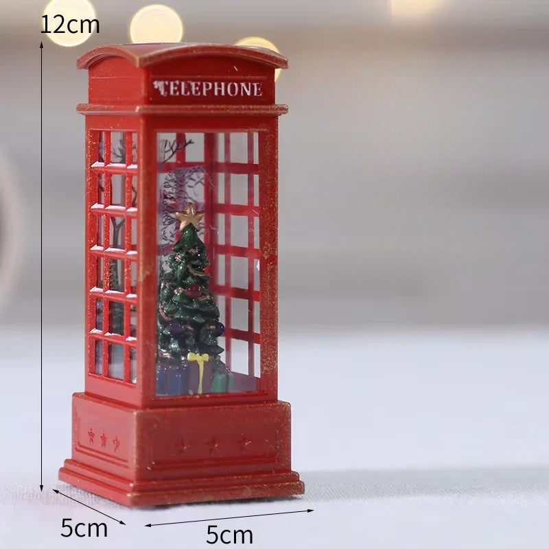 Cabine Telefônica Decorativa de Natal com Luz Noturna