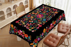 1 peça, toalha de mesa de flores coloridas estilo mexicano + 4 peças autoadesivas, padrão de flores, borda em relevo, adequada para decoração de quarto de cozinha em casa, presente perfeito