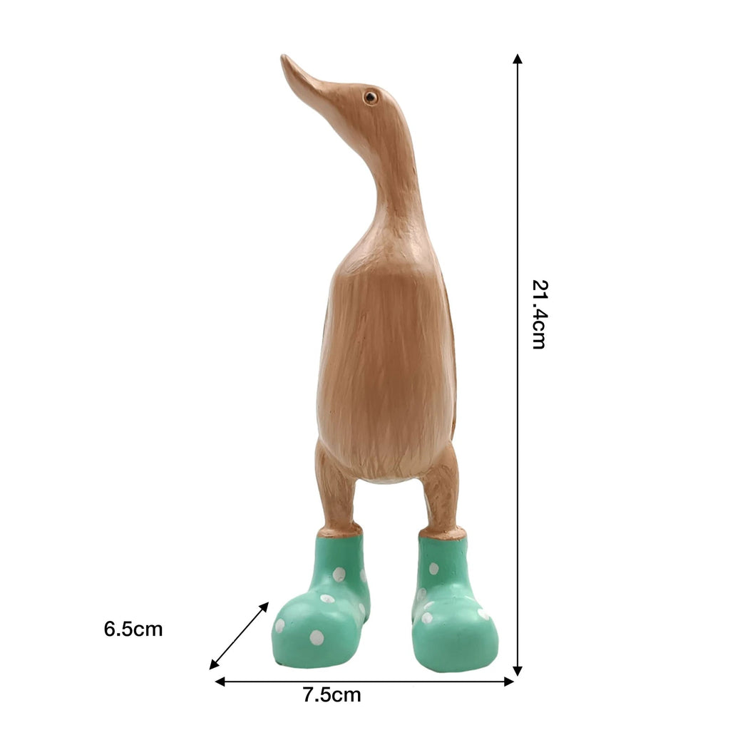 Escultura de Pato em Madeira com Botas de Chuva