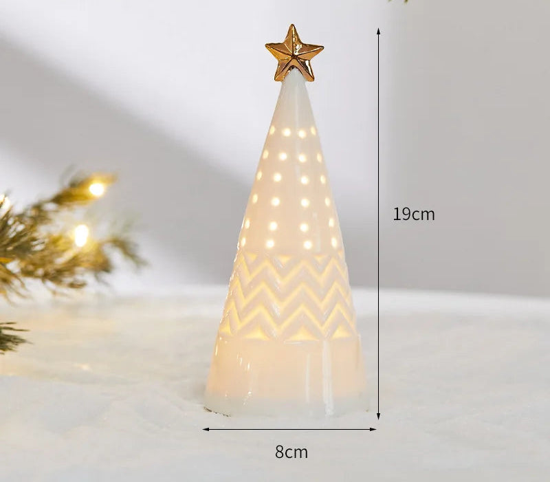 Ornamentos criativos de cerâmica pequenas casas decorações de natal brilhantes casas de neve mobiliário doméstico ins ornamentos decoração