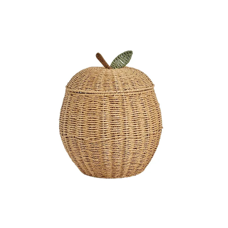 Boho artesanal tecido à mão rattan natural em forma de pêra cesta de armazenamento organizador bandeja de mesa decoração para casa padrão de frutas eco-amigável