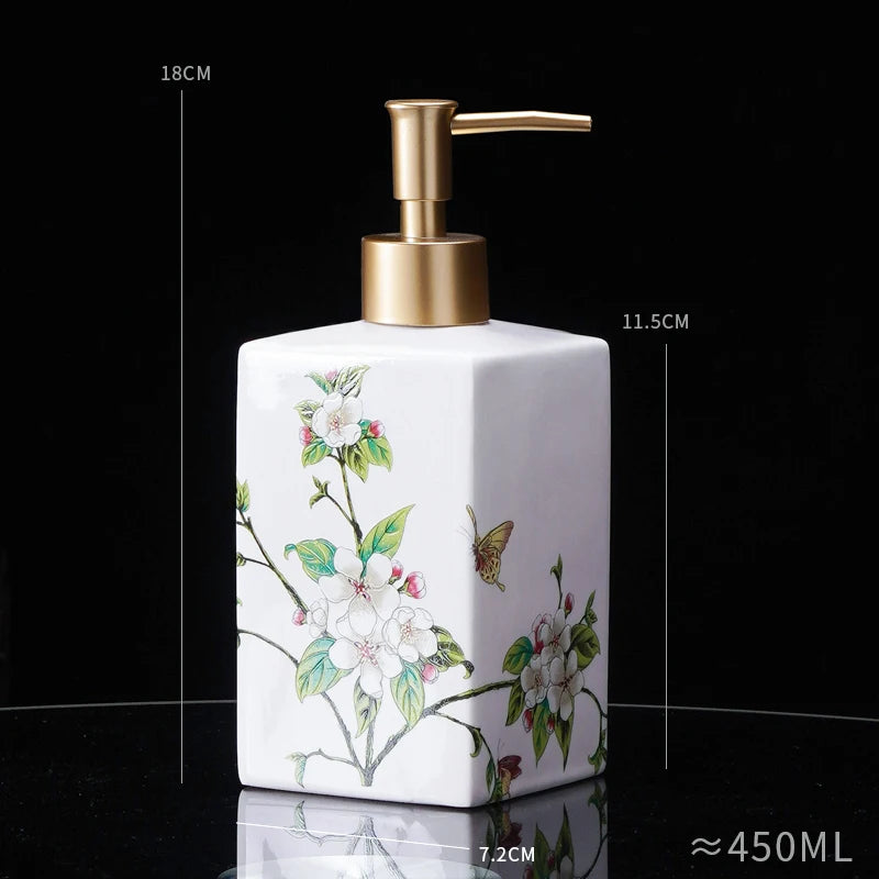 Dispensador de sabão cerâmico 450ml, garrafa desinfetante para as mãos, garrafa de prensa, garrafa de gel de banho para hotel, dispensação de detergente para lavanderia