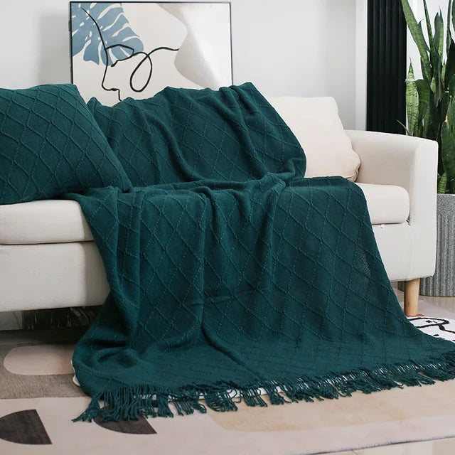 Nordic malha tv cobertores cama final decoração navio da gota xale sofá cobertor com borlas cachecol sofá emulação velo lance cobertor