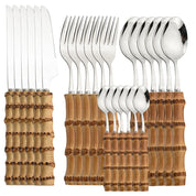 Conjunto de Talheres de Bambu com 24pcs