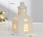 Ornamentos criativos de cerâmica pequenas casas decorações de natal brilhantes casas de neve mobiliário doméstico ins ornamentos decoração