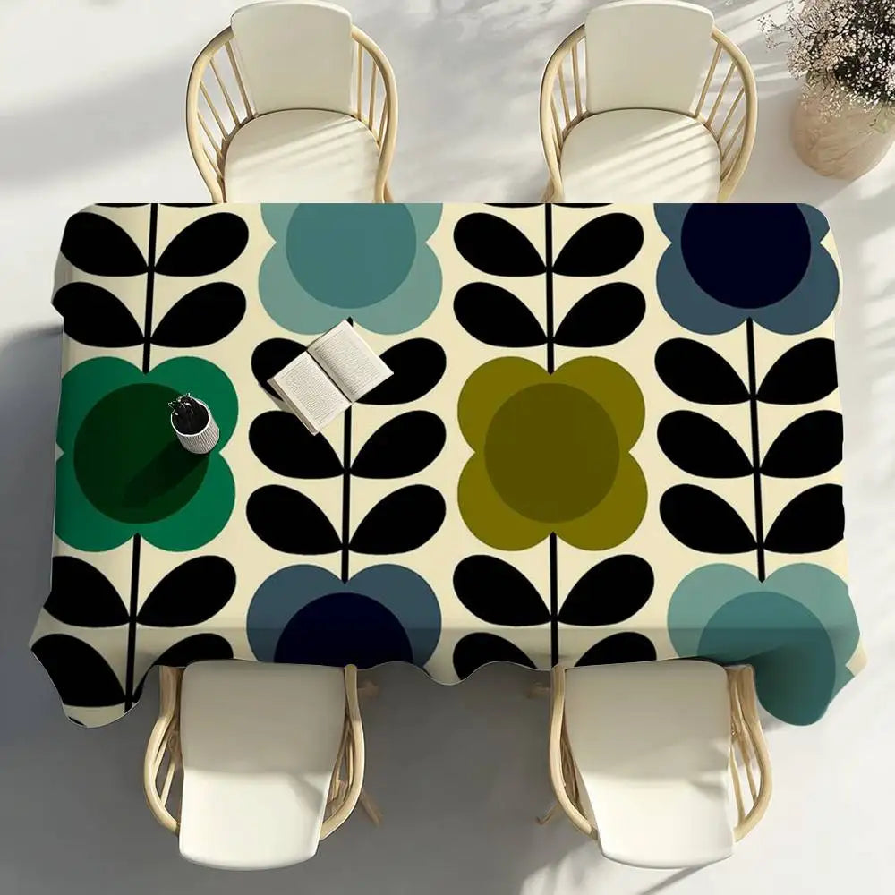 O-Orla Kiely Flor Toalha de mesa Festa em casa Piquenique Sala de jantar Cozinha Patios Toalha de mesa de poliéster à prova de manchas