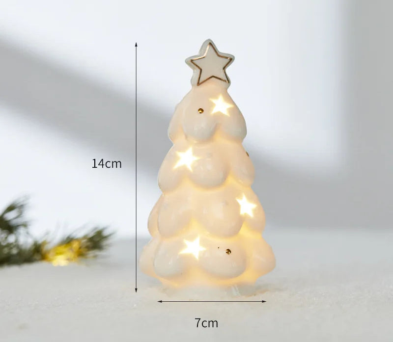 Ornamentos criativos de cerâmica pequenas casas decorações de natal brilhantes casas de neve mobiliário doméstico ins ornamentos decoração