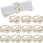 1-96 pçs elegantes guardanapo anéis pérola contas ouro guardanapo anel suportes decoração de casamento para jantar festa casa decoração de mesa