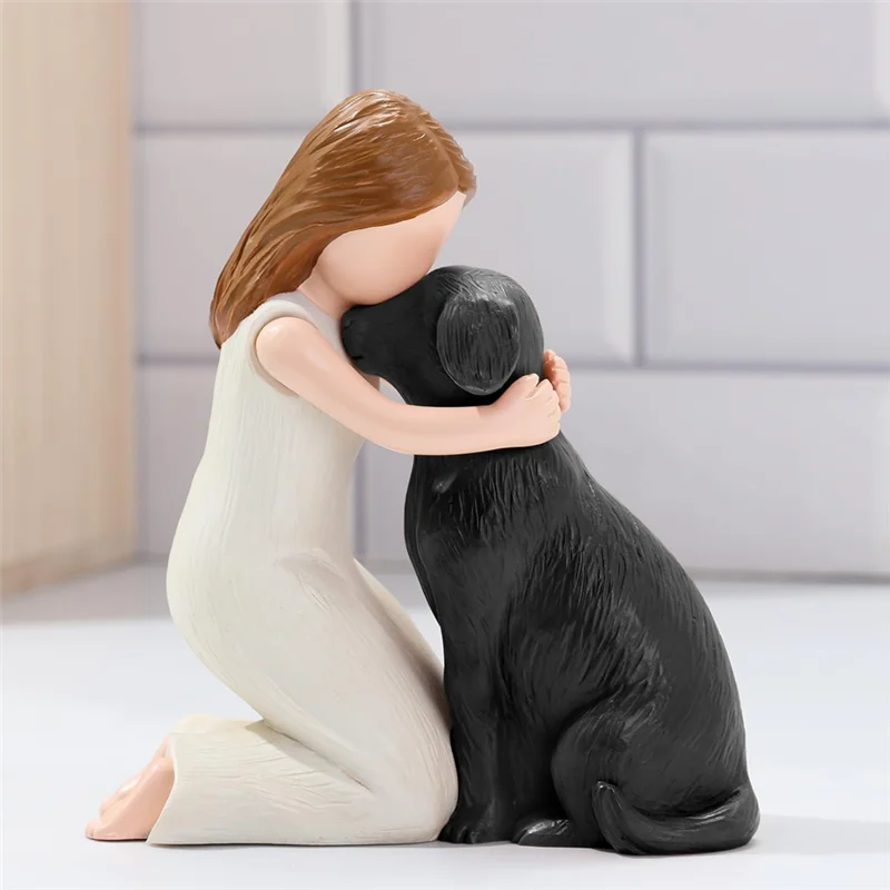 A25F-Amo estátuas de estatuetas de meu cachorro, presentes de lembrança de amizade de anjo de cachorro, figuras esculpidas pintadas à mão para amantes de cães