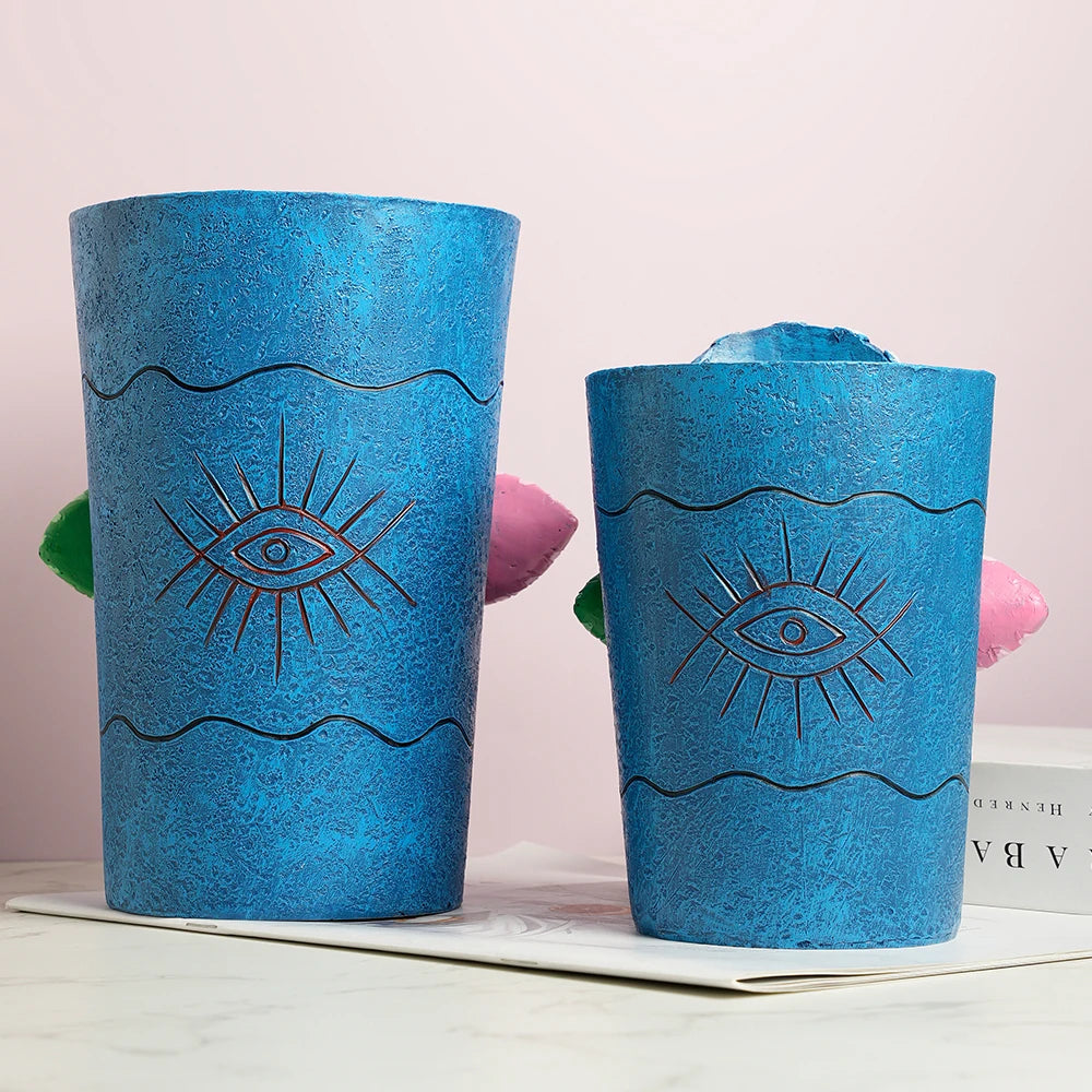 Resina rosto plantador artístico cabeça humana vaso de flores único interior/exterior planta recipiente decoração jardim escultura decoração para casa presente