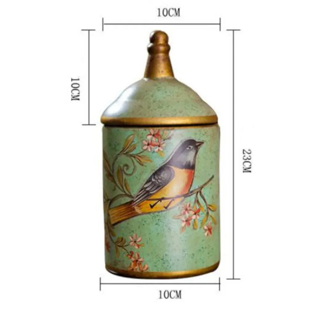 Frascos de armazenamento de cerâmica vintage, jarra de açúcar de cozinha, lata de chá esmaltada à prova de umidade, jarra de armazenamento, ornamento doméstico antigo