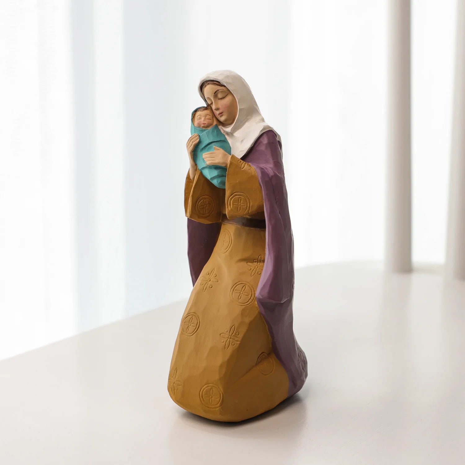 Conjunto de estátua de virgem maria e bebê jesus inspirado sagrado para decoração de casa muçulmana, figuras religiosas clássicas de mãe e infantil da moda