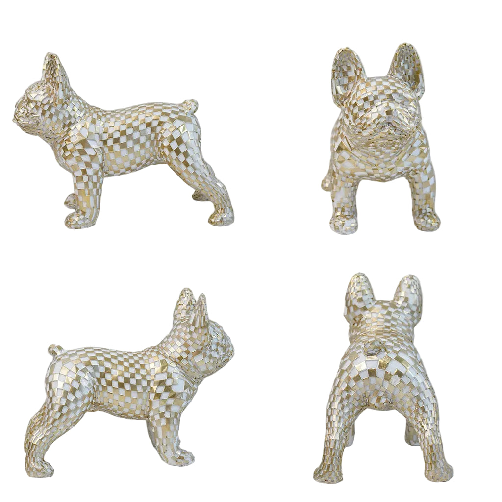 Mosaico estátua de buldogue francês artesanal escultura de arte colorida decoração animal 3d para jardim casa presente exclusivo para amantes de animais de estimação