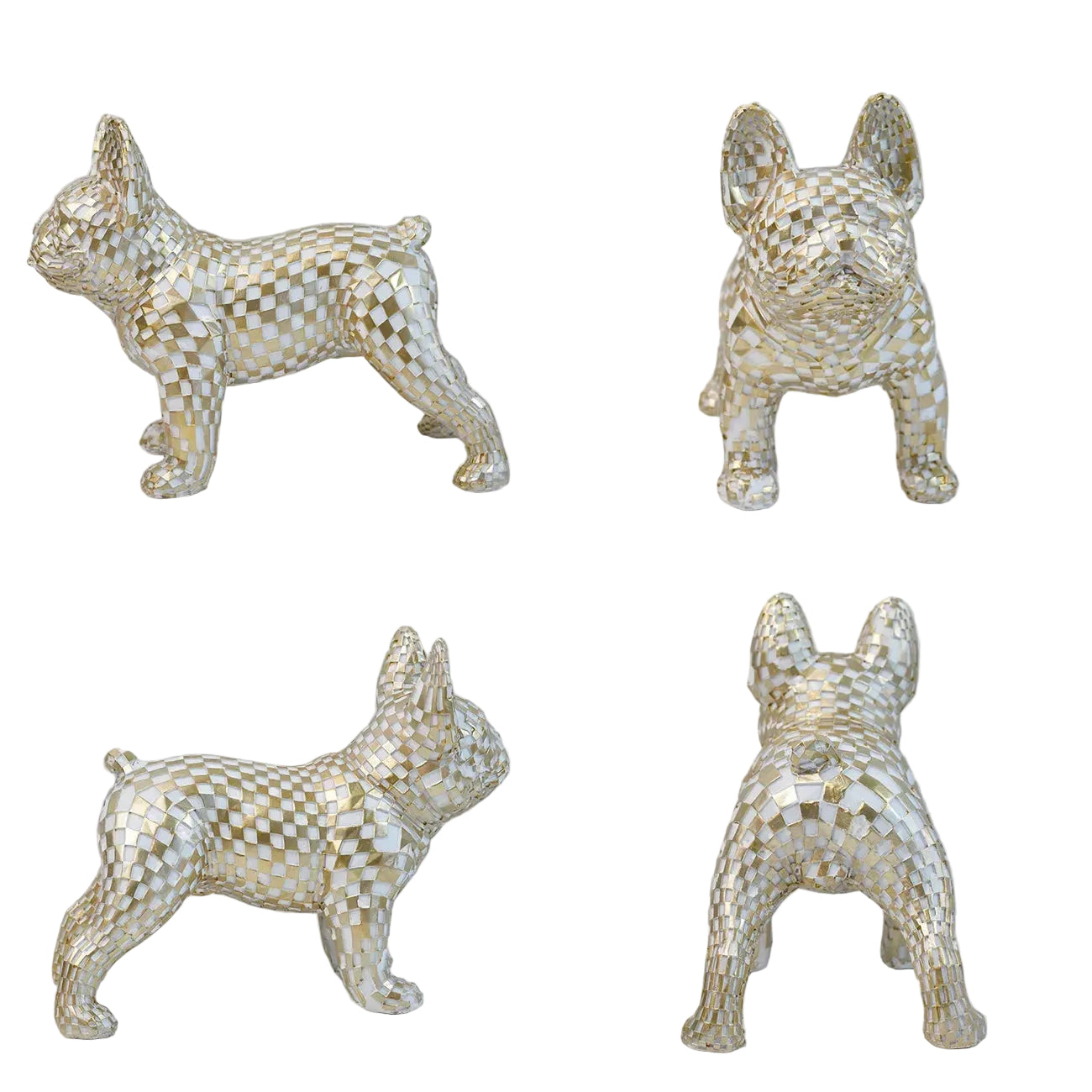 Mosaico estátua de buldogue francês artesanal escultura de arte colorida decoração animal 3d para jardim casa presente exclusivo para amantes de animais de estimação