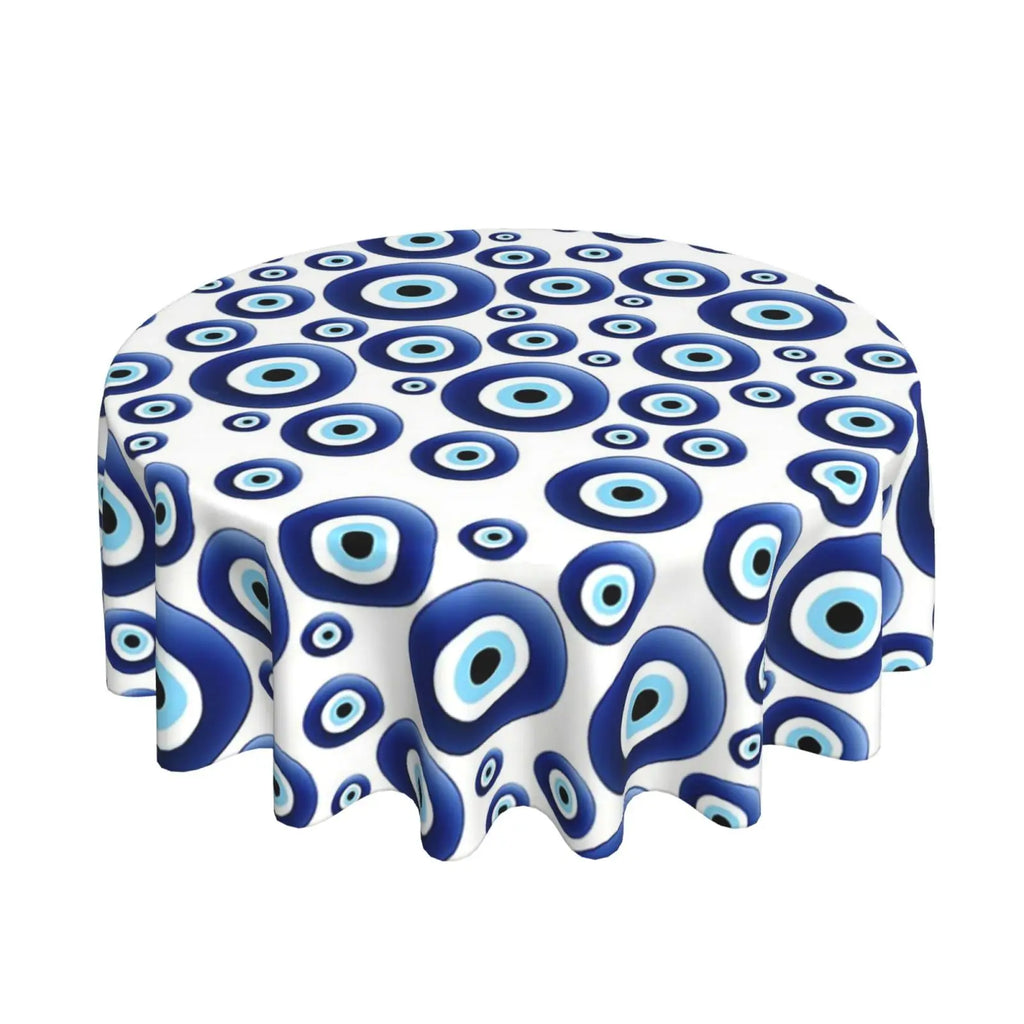 Toalha de mesa redonda de mau olhado, capa de mesa decorativa de tecido, toalha de mesa de 60 polegadas para mesa