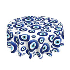 Toalha de mesa redonda de mau olhado, capa de mesa decorativa de tecido, toalha de mesa de 60 polegadas para mesa