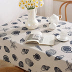 Toalhas de mesa de linho de algodão com padrão de concha do mar estilo ins pano de mesa retangular para casa café cozinha festa capa de mesa de cozinha