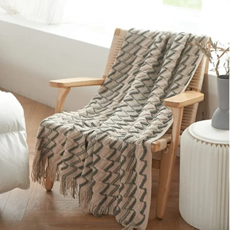 Manta de Malha Jacquard Vintage