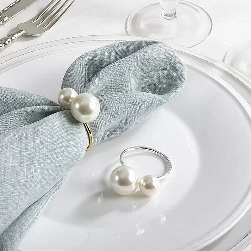 1-96 pçs elegantes guardanapo anéis pérola contas ouro guardanapo anel suportes decoração de casamento para jantar festa casa decoração de mesa