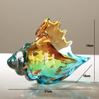 Escultura de concha de vidro colorida elegante, feita à mão, decoração de concha do mar, ornamento moderno para casa, hall premium, prateleira de estudo, item decorativo