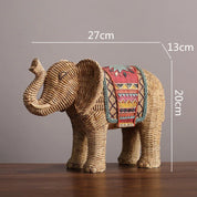 Ornamentos de artesanato de resina trançado pintados à mão elefante ornamento simulação estátua animal artesanal elefante decoração
