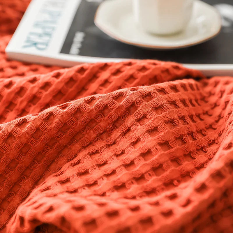 Verão 3d waffle xadrez puro algodão cama cobertor lance colcha fina de malha colcha casa hotel cobertores sofá capa lance cobertores