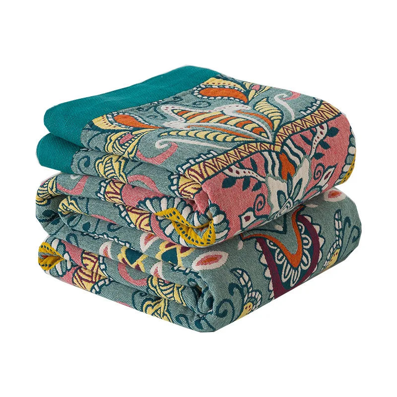 Colcha dupla de algodão puro gaze toalha colcha multifuncional cobertor verão ar condicionado refrigeração colcha boho capa de sofá