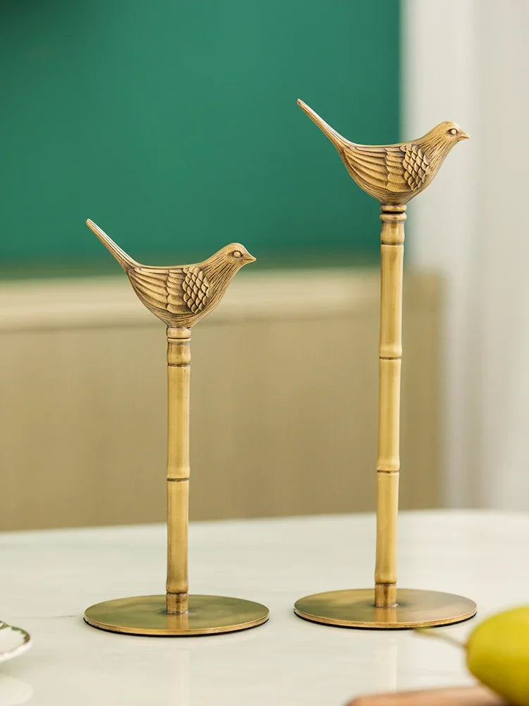 Suporte de Papel Toalha de Bronze com Pássaro Decorativo