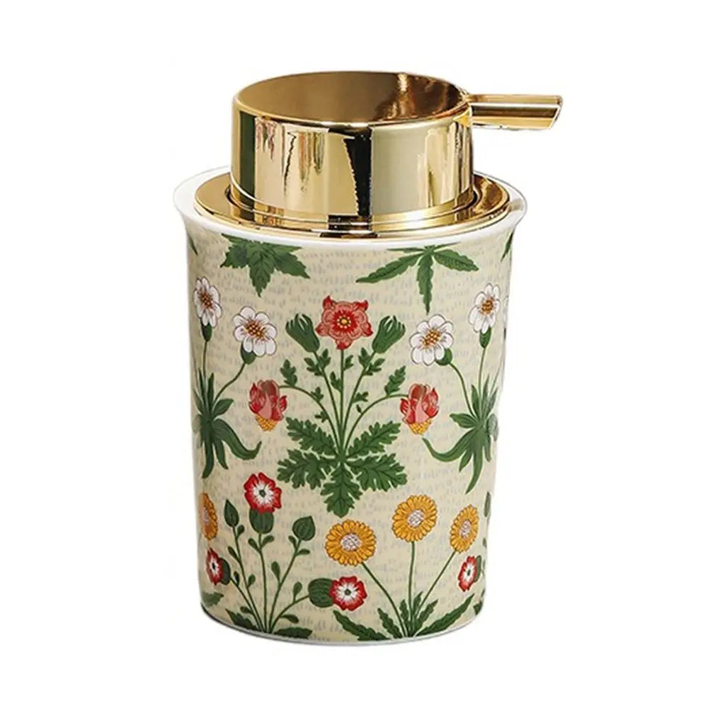 Dispensador de sabão de espuma cerâmica decorativa floral vintage luxo garrafa de espuma líquida 250ml recarregável garrafa de bomba de sabão de mão