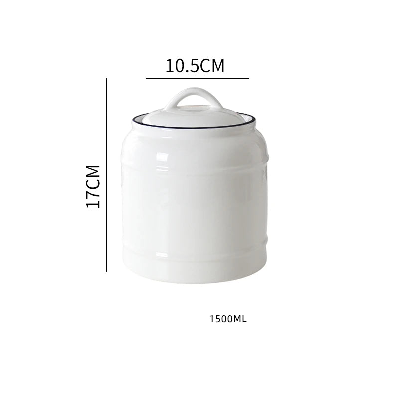 Jarro selado cerâmico com tampa, jarra do armazenamento da mercearia, grande capacidade, transportador portátil do chá, armazenamento do petisco da umidade-prova, uso home