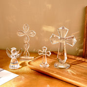 1pc amor anjo e cruz prisma em forma de artesanato de vidro, peitoris da janela coletor de sol ornamento prisma luz captura artesanato decorativo