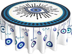 Toalha de mesa redonda de mau olhado, capa de mesa decorativa de tecido, toalha de mesa de 60 polegadas para mesa