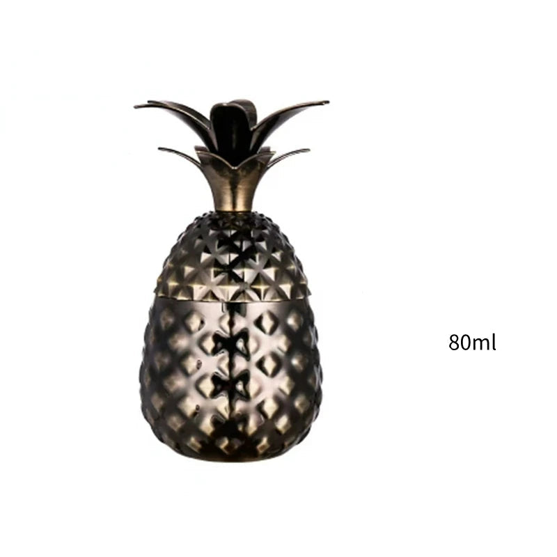 Copo de abacaxi de aço inoxidável, caneca mule de moscou, canecas de metal criativas, copos de vidro de coquetel com canudo e tampa, canecas de coquetel, ferramenta de bar