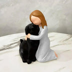 Estátua Decorativa de Menina com Cachorro em Resina