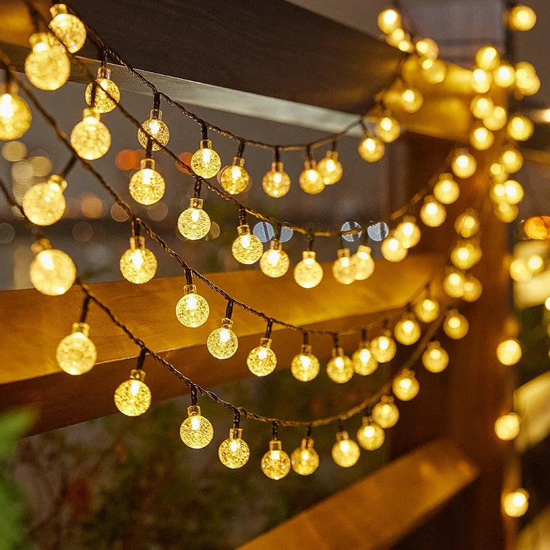 Bolha solar bolas lâmpada luzes da corda ao ar livre gotas de água ao ar livre à prova dwaterproof água orb luzes natal pátio festa de férias