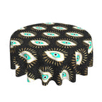 Toalha de mesa redonda de mau olhado, capa de mesa decorativa de tecido, toalha de mesa de 60 polegadas para mesa