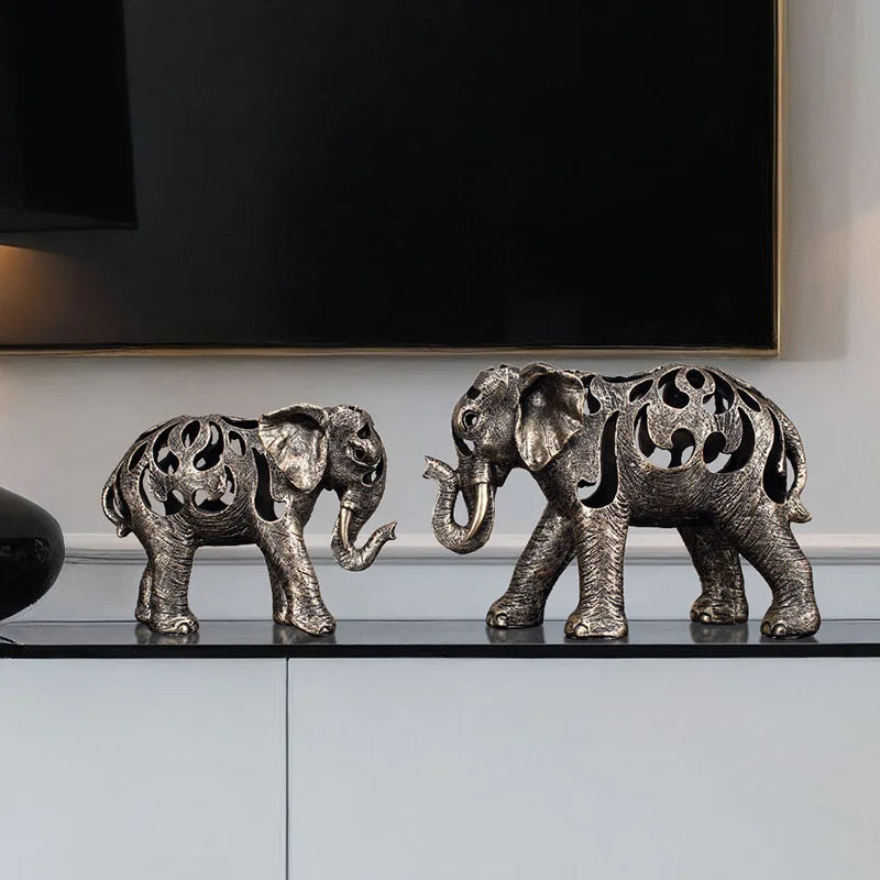 Vilead oco elefante estátua estilo retro escultura acessórios de decoração para casa sala estar estante decoração interior objeto presente
