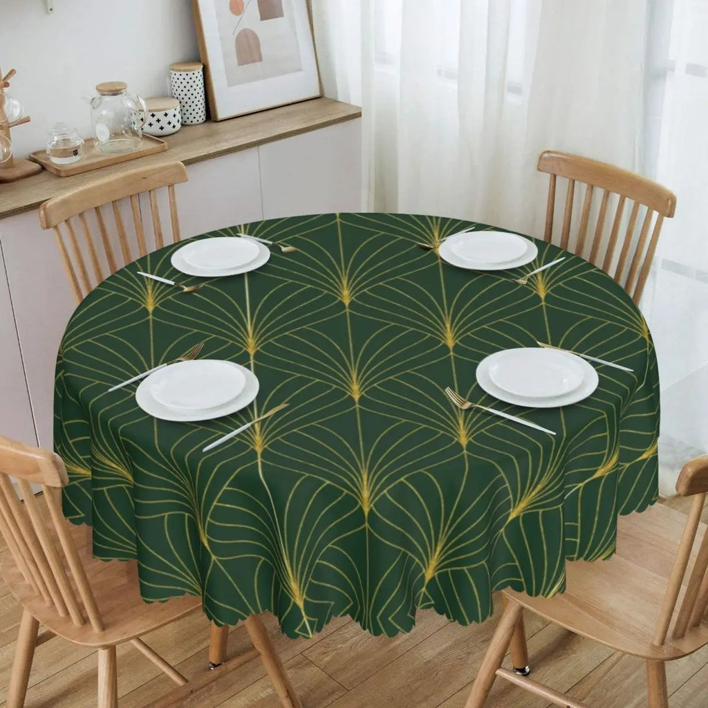 Orange Wave Gradient Retro Pattern Round Tablecloths 60 Inch Abstract Geometric Table Covers for Kitchen Table Cloth